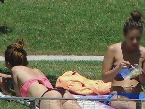 Teens sunbathing in thong bikinis Picture 2