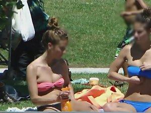 Teens sunbathing in thong bikinis Picture 3