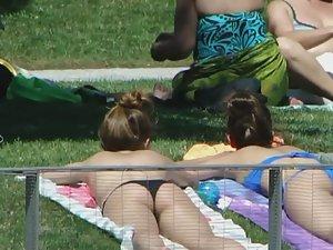 Teens sunbathing in thong bikinis Picture 8