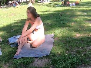 Park voyeur peeps on two hot friends in bikinis Picture 3