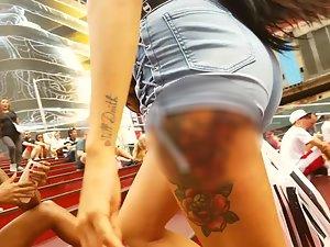 Unique kind of girl with a big cameltoe