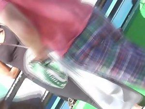 Sexy green thong in transparent tights Picture 5