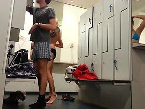 Hipster couple undressing in unisex locker room Picture 5
