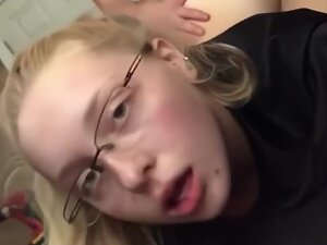 Nerdy girl shows how she looks during fucking