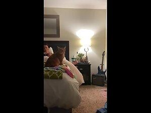 Spying her undress and rub her tiny tits Picture 3