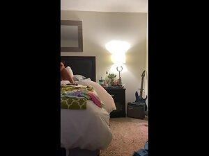 Spying her undress and rub her tiny tits Picture 5