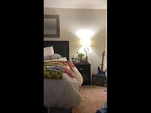 Spying her undress and rub her tiny tits Picture 7