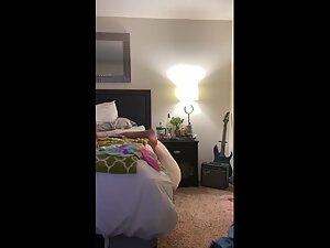 Spying her undress and rub her tiny tits Picture 8