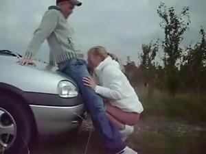 They like to fuck on a car in the nature Picture 2