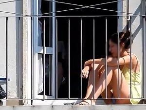 Hot neighbor smokes on the balcony Picture 7