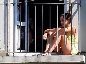 Hot neighbor smokes on the balcony Picture 8