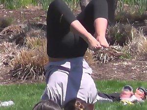 Yoga girls exercise in the park Picture 1