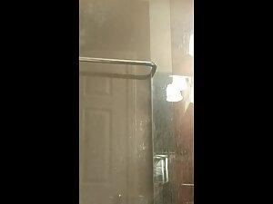 Spying on hot naked sister talking on phone in shower Picture 2