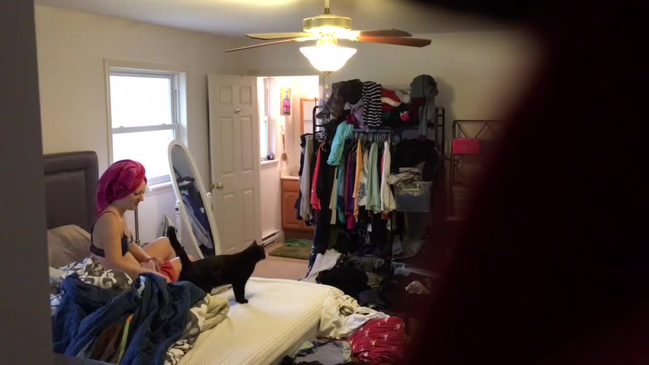 Miami Dorm Sex Hidden Cam - Spying on milf getting dressed after the shower - Voyeur Videos