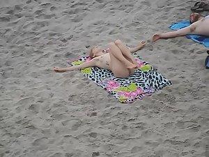 Pussy and ass open up during yoga on nudist beach Picture 5