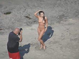 Voyeur's exclusive of hot naked model on beach Picture 7