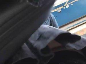 Upskirt view shows her sexy lingerie Picture 8