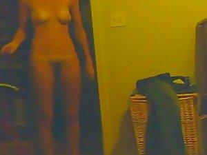 Skinny girl preparing for bed