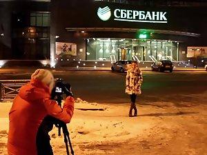 Public nudity on the street in cold weather Picture 2