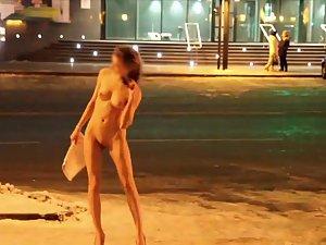 Public nudity on the street in cold weather Picture 8