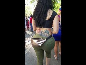 Obscene butt with a big tramp stamp tattoo Picture 1