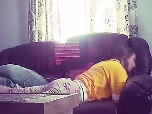 Hidden cam caught her rub pussy in living room Picture 6