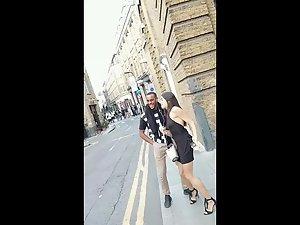 Her tight black dress got transparent in daylight Picture 5