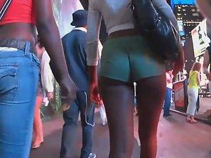 Hot black ass in greenish shorts Picture 4