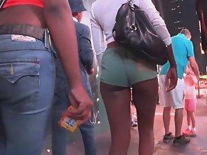 Hot black ass in greenish shorts Picture 6
