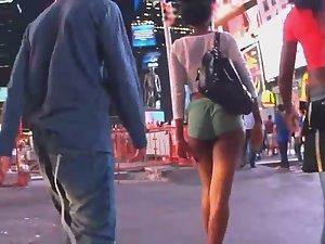 Hot black ass in greenish shorts Picture 7