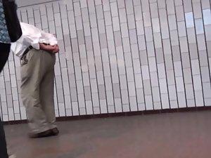 Upskirt of juicy pussy in transparent thong Picture 3