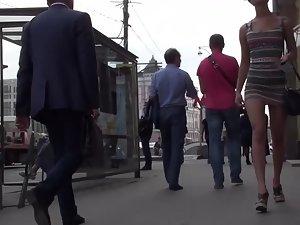 Upskirt of juicy pussy in transparent thong Picture 4