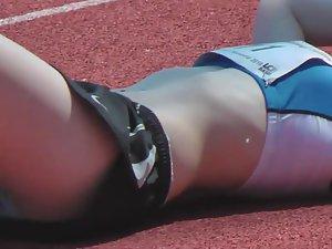 Runner girl is exhausted after a race Picture 1