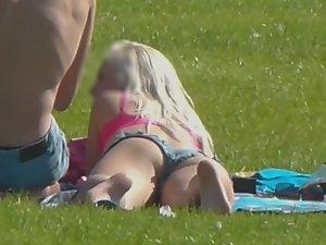 Hot girl chilling in the park Picture 8