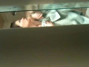 Chubby woman wiping after a shower Picture 4