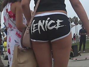 Noticeable butt in tiny shorts