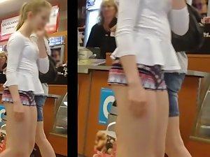 Shopping with parents while half of her ass is out Picture 8