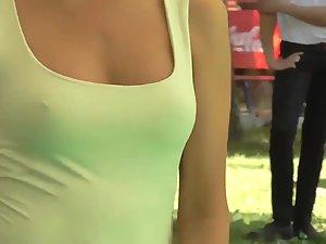 Nipples poking out of her shirt Picture 3