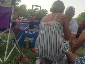 Thong of a sexy friend got visible on a barbecue Picture 1
