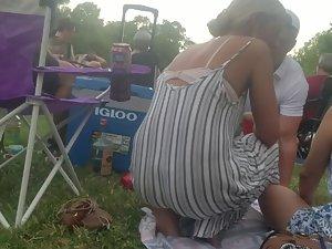 Thong of a sexy friend got visible on a barbecue Picture 2