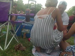 Thong of a sexy friend got visible on a barbecue Picture 3