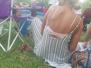 Thong of a sexy friend got visible on a barbecue Picture 6