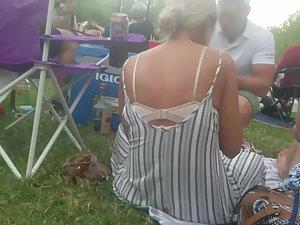 Thong of a sexy friend got visible on a barbecue Picture 7