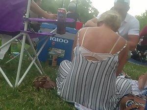 Thong of a sexy friend got visible on a barbecue Picture 8