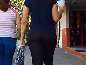 Her black leggings are a bit see through
