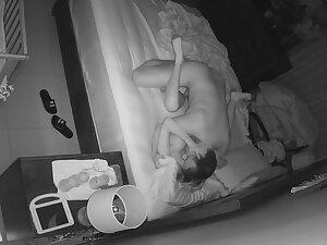Sex caught with hidden camera's night vision in bedroom Picture 8