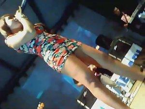 Upskirt of a girl singing on the stage Picture 2