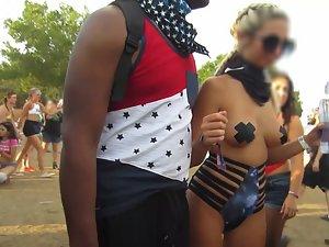 Snobby rave girl with self censored tits Picture 3