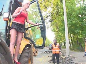 Naked girl with construction workers Picture 6