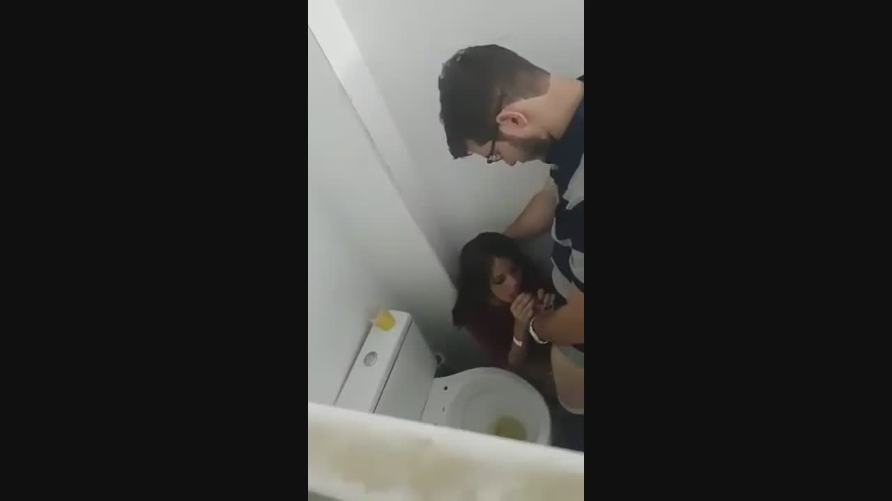 Spying on sex in toilet during party